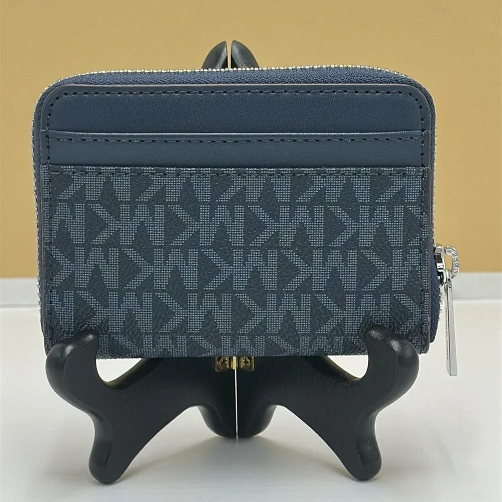 Michael Kors Women Medium Logo Zip Around Card Case Coin Pouch Wallet Admiral Ml